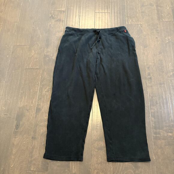 Polo Ralph Lauren Sweatpants Mens XL Black Thermal Waffle Knit Lounge Pants - Picture 1 of 13